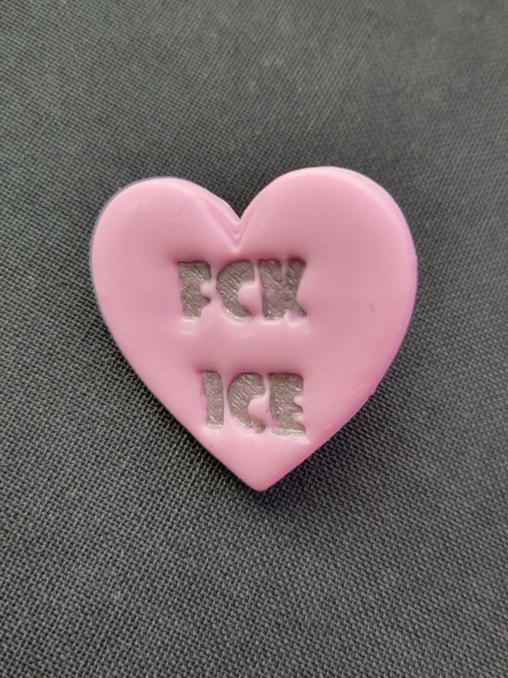 FCK ICE Heart Pin | Pink Handmade Statement Pin | Protest Pin